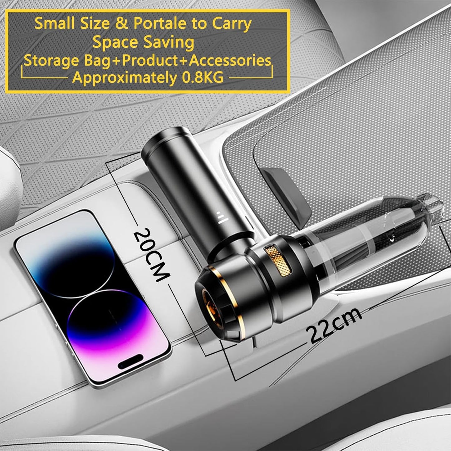 Car Vacuum Cleaner,22000Pa High Power Mini Vacuum Cleaner,Rechargeable Handheld Vacuum,Portable Cordless Compressed Air Duster Air Blower for Car Home